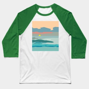 Cloudy sky with the sun going down to the horizon. Baseball T-Shirt